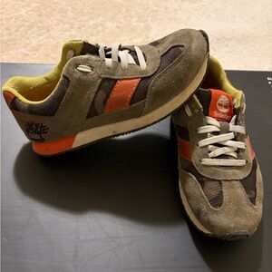 Timberland kids Brown and Orange suede Sneakers